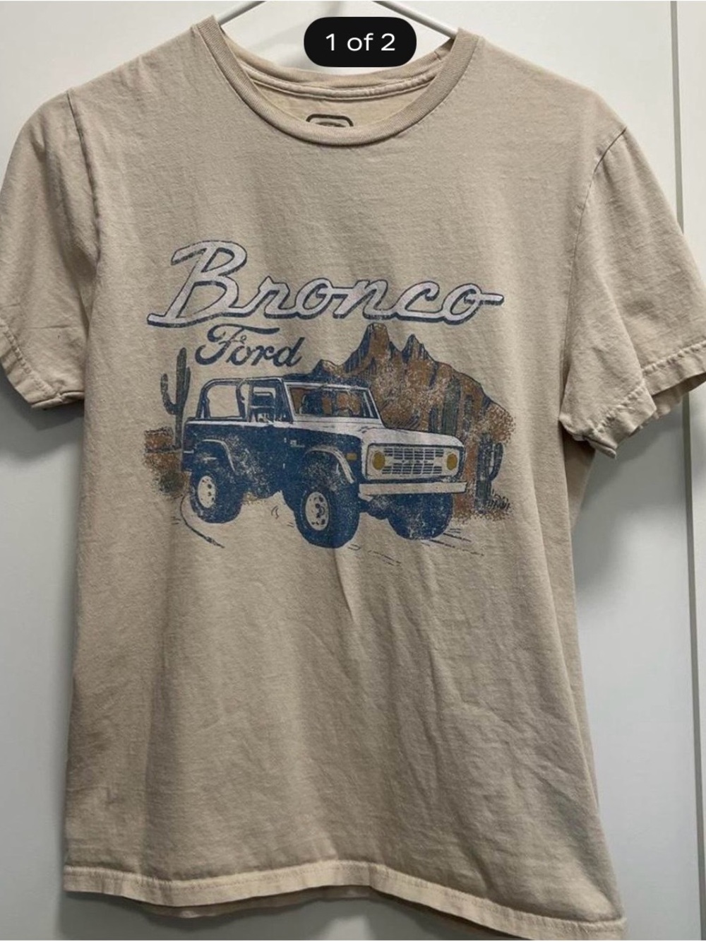 Ford Beige Bronco Graphic Short Sleeve Tee